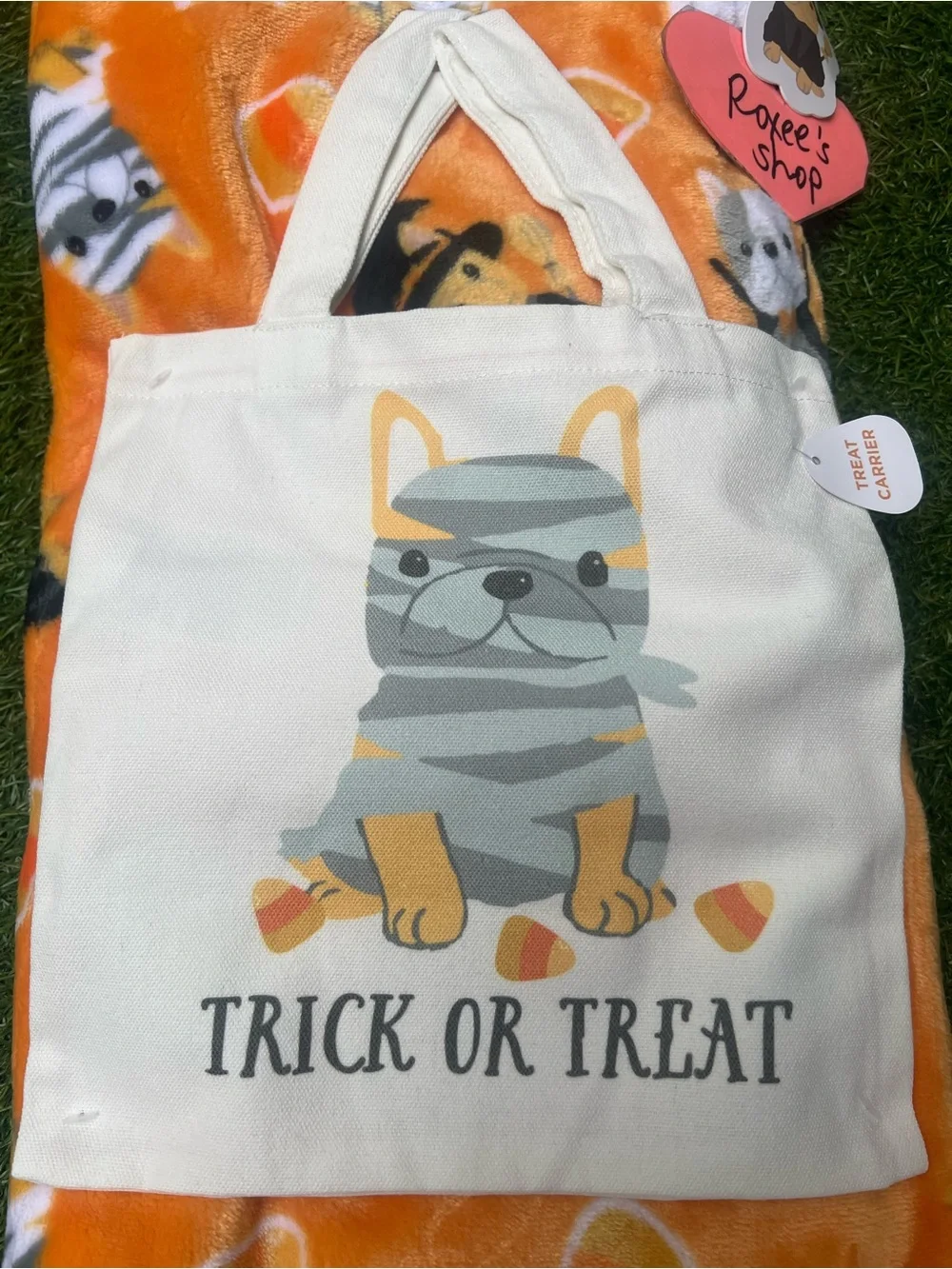 Halloween French Bulldogs in Costumes Toddler Blanket & Treat Tote Set